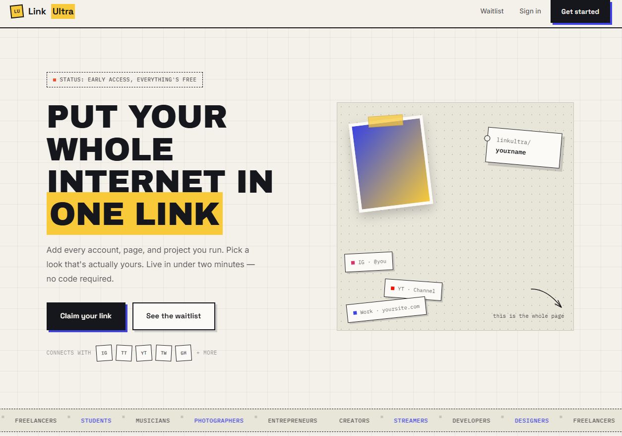 LinkUltra platform screenshot